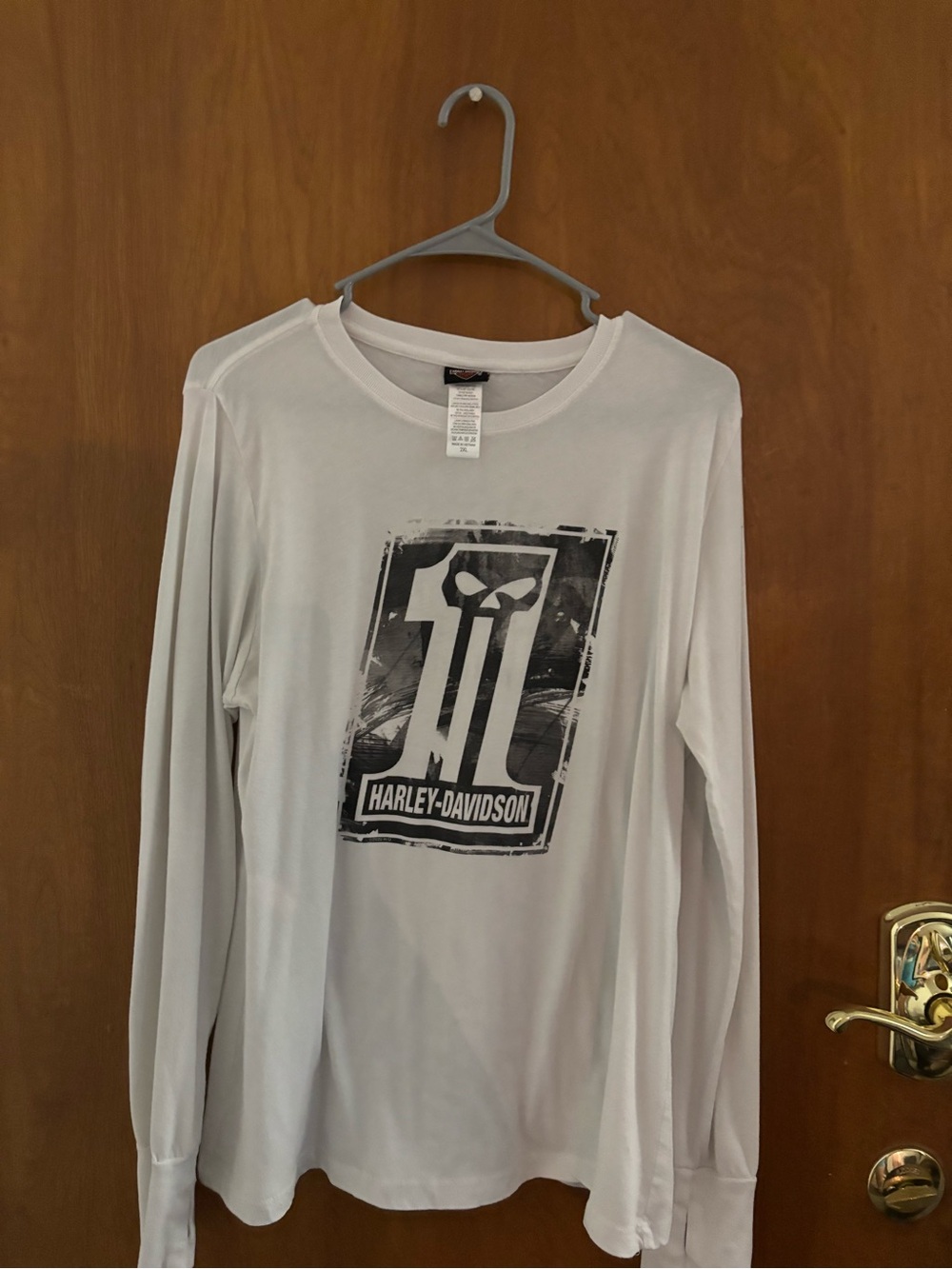 Harley-Davidson White Long-Sleeve Tee with Black Graphic Logo